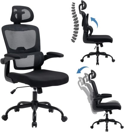 HOMEMAKE FURNITURE Silla Oficina ergonómica de Respaldo Alto con Soporte Lumbar Ajustable Altura reclinable descansabrazos Ajustables Silla Gamer sillas para Escritorio Silla ergonomica Rosa