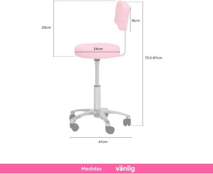 VANLIG Silla Camilla de Masaje y Estética | Reclinable y Ajustable | Incluye Banco con Ruedas | Soporta hasta 180 kg | Ideal para SPA, Faciales, Tatuajes y Belleza | Color Rosa