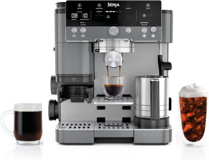 NINJA Cafetera Espresso, Serie Luxe Café Premier, Cafetera de Gotero y Preparación Rápida en Frío, Molinillo Integrado, Prensa Asistida, Espumador Manos Libres, Capuchinos y Lattes, ES601