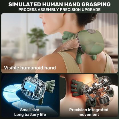 TREEFIA Siasoo - Masajeador de cuello - Bionic - Masajeador con calefacción inalámbrica, masajeador de cuello y espalda, tejido profundo eléctrico 4D, diseño de mano humana simulada