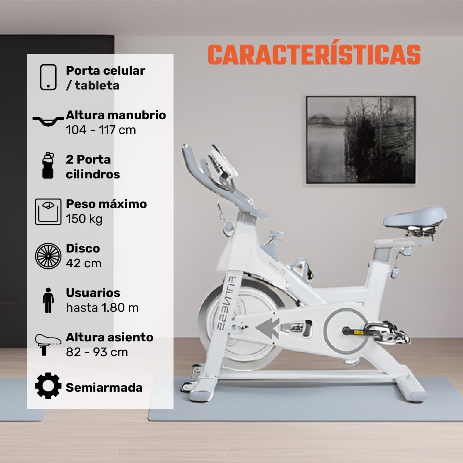 CENTURFIT Bicicleta Fija Spinning 11 Kg Pantalla LCD Soporta 150 Kg Ajuste de 5 Niveles en Asiento y Manubrio Pedales con Correas Bici Estatica Ideal para Rutina de Cardio en el Hogar Gym Gimnasio