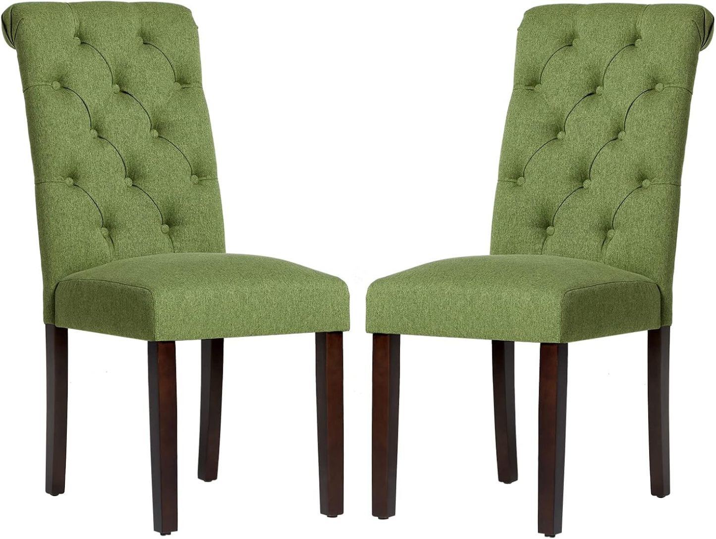 COLAMY - Juego de 6 sillas de Comedor con Botones y tapizadas, con Patas de Madera Maciza y Asiento Acolchado para Comedor, Cocina, Color Gris