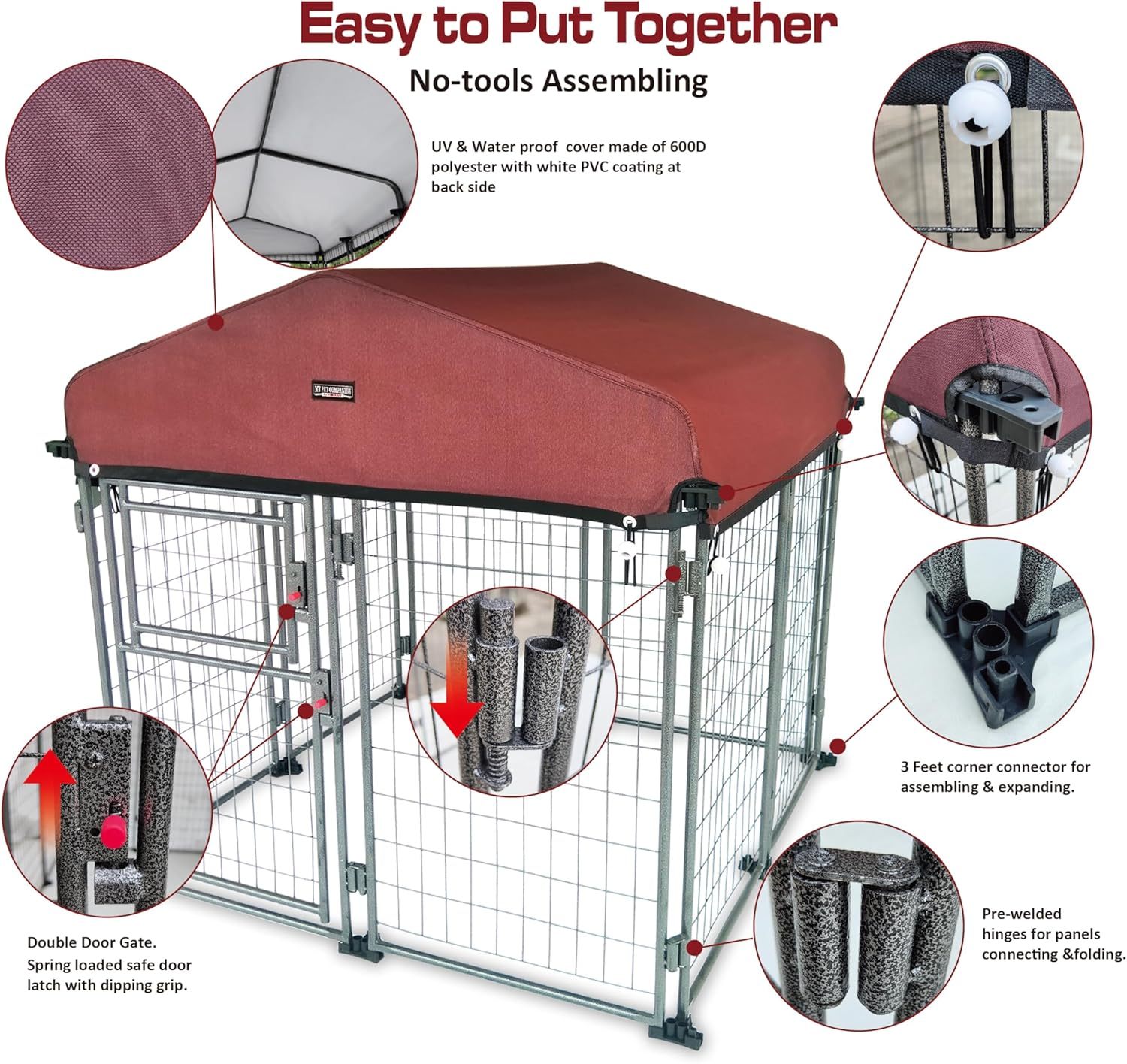 Neocraft My Pet Companion - Perrera para Perros con Cubierta de Techo (4.5 pies) – Resistente a la Intemperie/Cubierta/Resistente/Exterior/Invierno para Perros de tamaño Mediano, fácil de Montar
