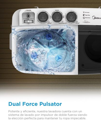 Midea MT100W110/W-MX Lavadora Semiautomática Dos Tinas Twin Force Pulsator 11Kg Blanca