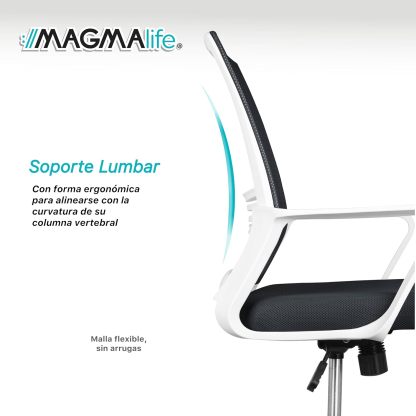 MAGMALIFE Silla Ergonómica de Escritorio con Respaldo de Malla Transpirable, Moderna y Elegante, Silla Giratoria con Soporte Lumbar y Cómodos Descansabrazos (Azul Cerúleo)
