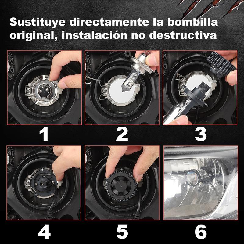 【Superbrillo】Proyector láser H4 HyperFocus Alto/Bajo 22000LM Kit PhenlesEye- Luz blanca 6500K, IP68, Canbus