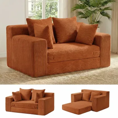 Sofá Cama Convertible 3 en 1 Winzoo Modelo de Suelo: Sillón Extragrande, Sofá 2 Plazas, Chaise Longue Plegable Futón, Incluye 4 Cojines para Sala