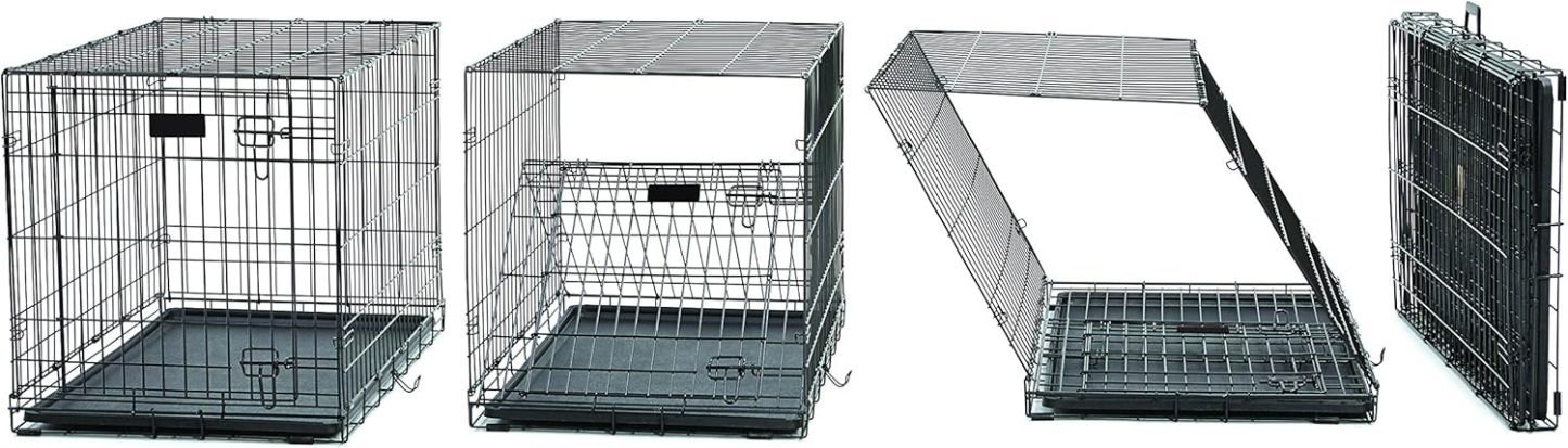 MidWest Homes for Pets - Jaula para perros XL | Jaula para perros MidWest iCrate de metal plegable con doble puerta con panel divisor, protege los pies y bandeja para perros a prueba de fugas | 48 pulgadas de largo x 30 de ancho x 33 pulgadas de alto, raz