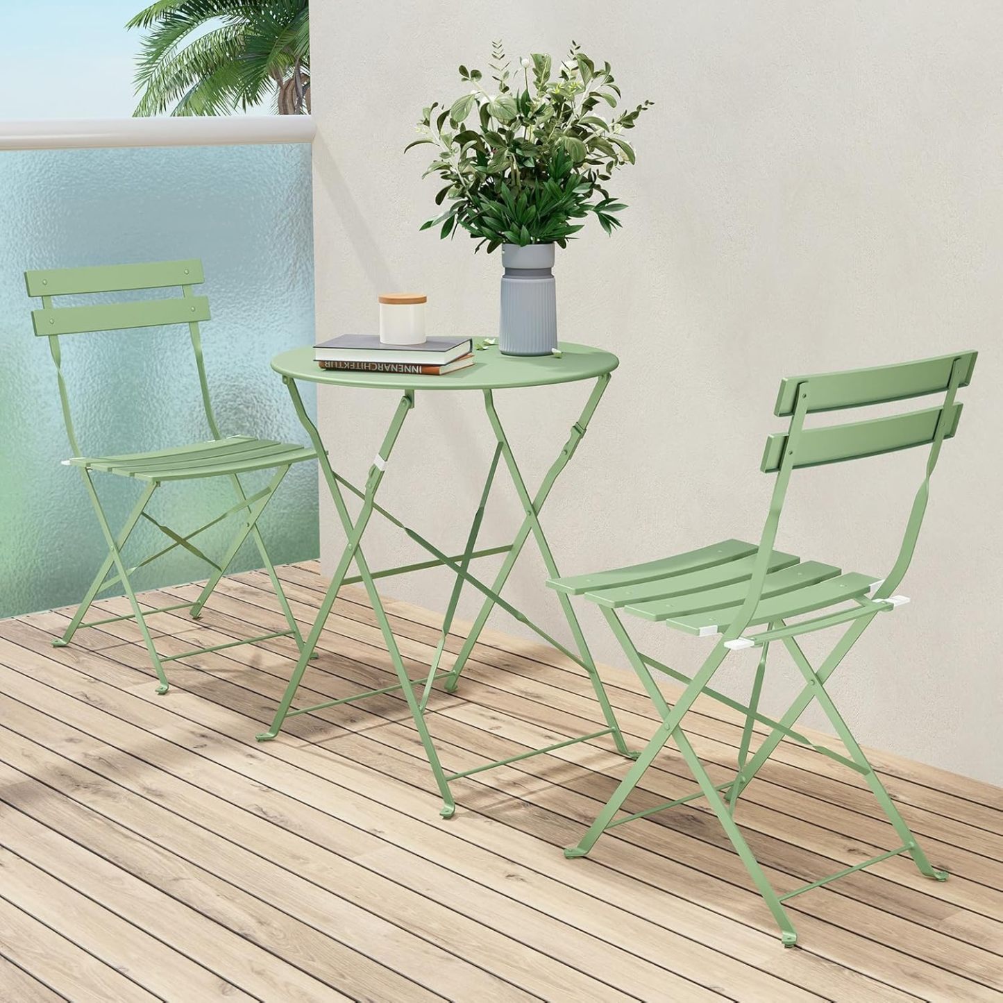 Grand Patio - Juego de bistr�� de Acero de Primera Calidad para Patio, Franc��s, Blanco