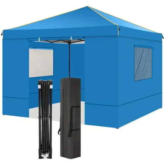 Tooluck 10x10 Carpa Gazebo con Ventanas de Malla 2.0, Carpa Plegable 10x10, Carpa Portátil Impermeable para Exteriores con 4 Paredes Laterales Desmontables, Bolsa de Transporte, 4 Estacas y Cuerdas