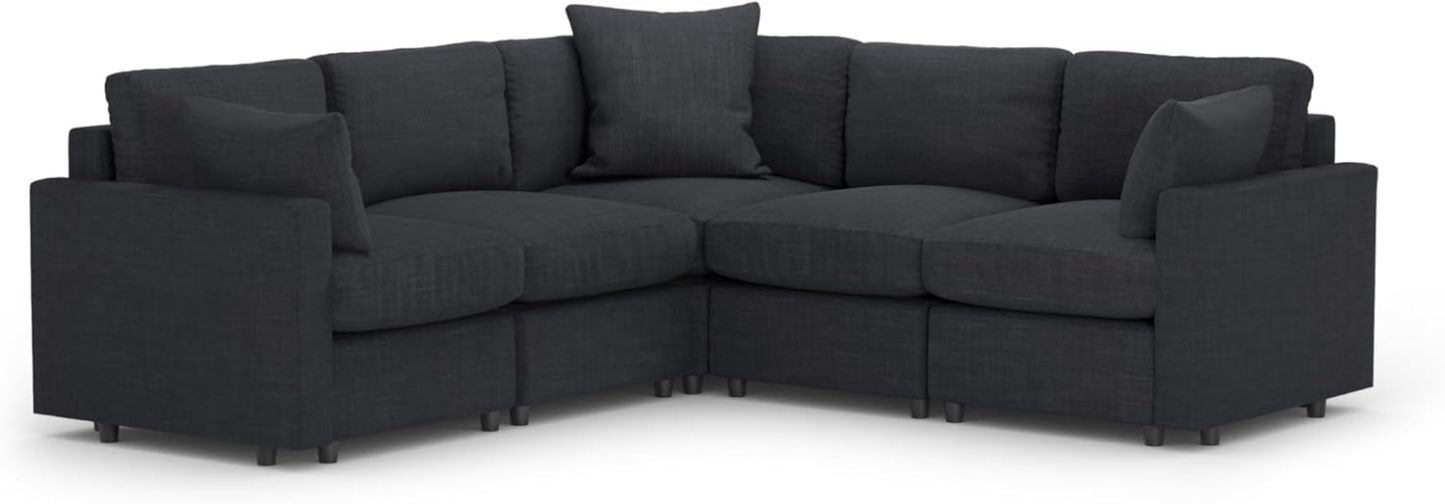 MODISOFA - Sofá Sala Esquinera Modular con Otomano | 6 Plazas | Beige | + Pillow Pack | Fácil de Ensamblar y Adaptable | Envío Gratis