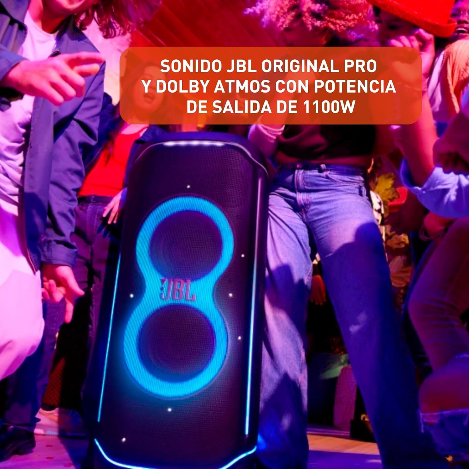 JBL PartyBox Ultimate Bocina Efecto Luz LED, Bluetooth, 1100 W de Potencia, Resistente al Agua IPX4 - Negro