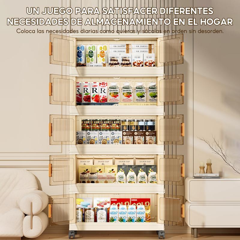 Closet Mueble Armarios Organizador Plegable Ruedas Marrón Claro 65*36*159 cm（Diferentes tamaños disponibles）