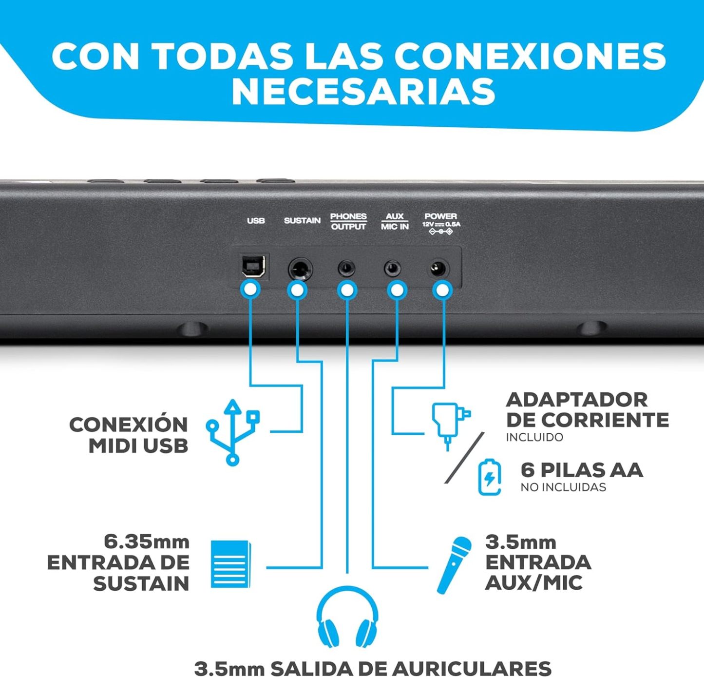 Alesis Melody 61 - Piano eléctrico con 61 teclas, Teclado Musical con altavoces, audífonos, micrófono, soporte para piano, atril y taburete