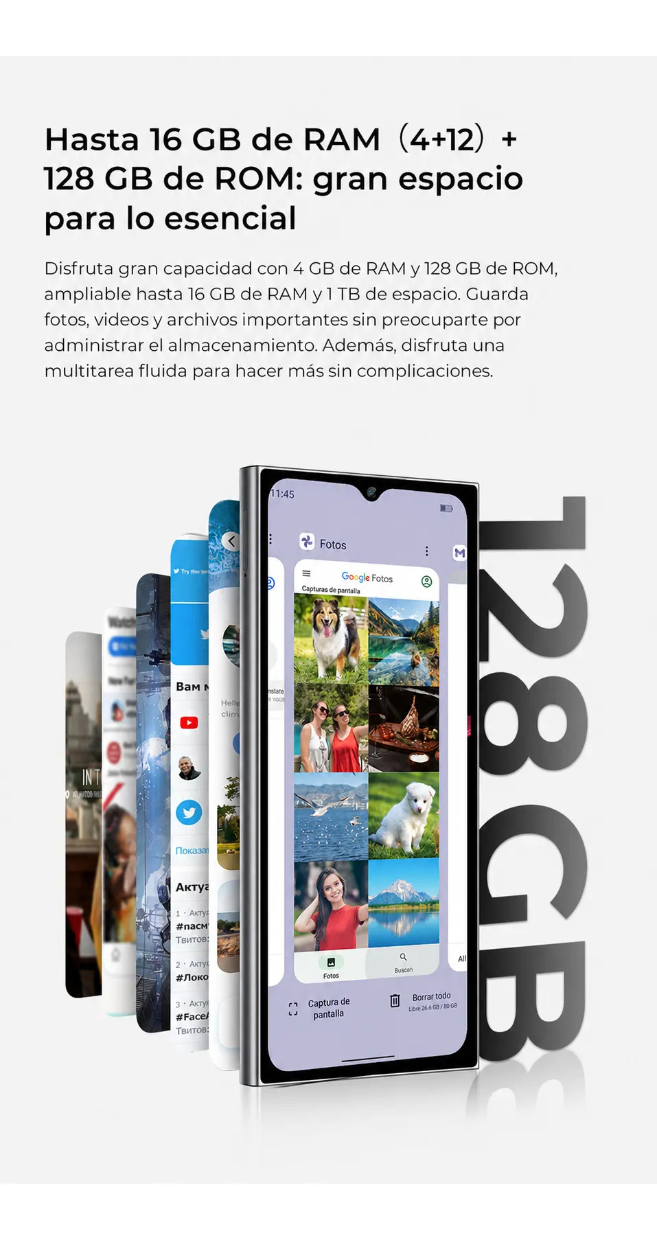 Smartphone Libre 16GB RAM + 256GB ROM, Batería 5150mAh, Android 15, OTG, Huella Dactilar y GPS
