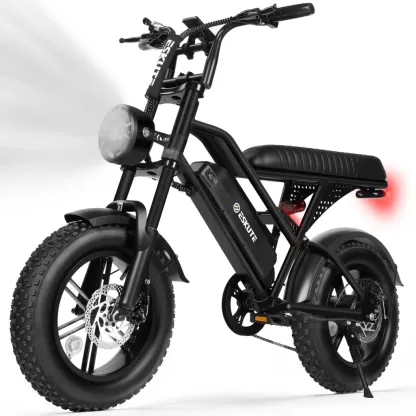 ⚡ESKUTE V100 Bicicleta Eléctrica para Adultos, Llantas Gruesas Fat‑Tire 16" Todoterreno, Motor Pico 1500W, Batería 48V 13Ah Larga Autonomía, Velocidad 45 km/h, Doble Suspensión, Ideal para Desplazamientos y Camping