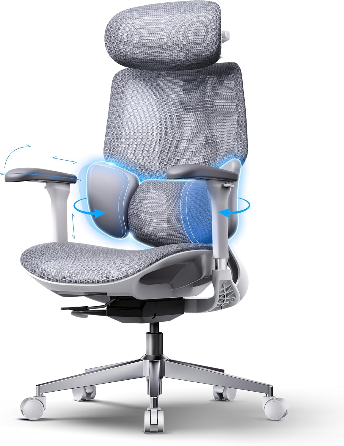 🪑Hbada E3 Air Silla de Oficina Ergonómica, Soporte Lumbar Dinámico de 3 Zonas, Reposacabezas Ajustable 3D, Reposabrazos 3D, Silla de Ordenador Giratoria