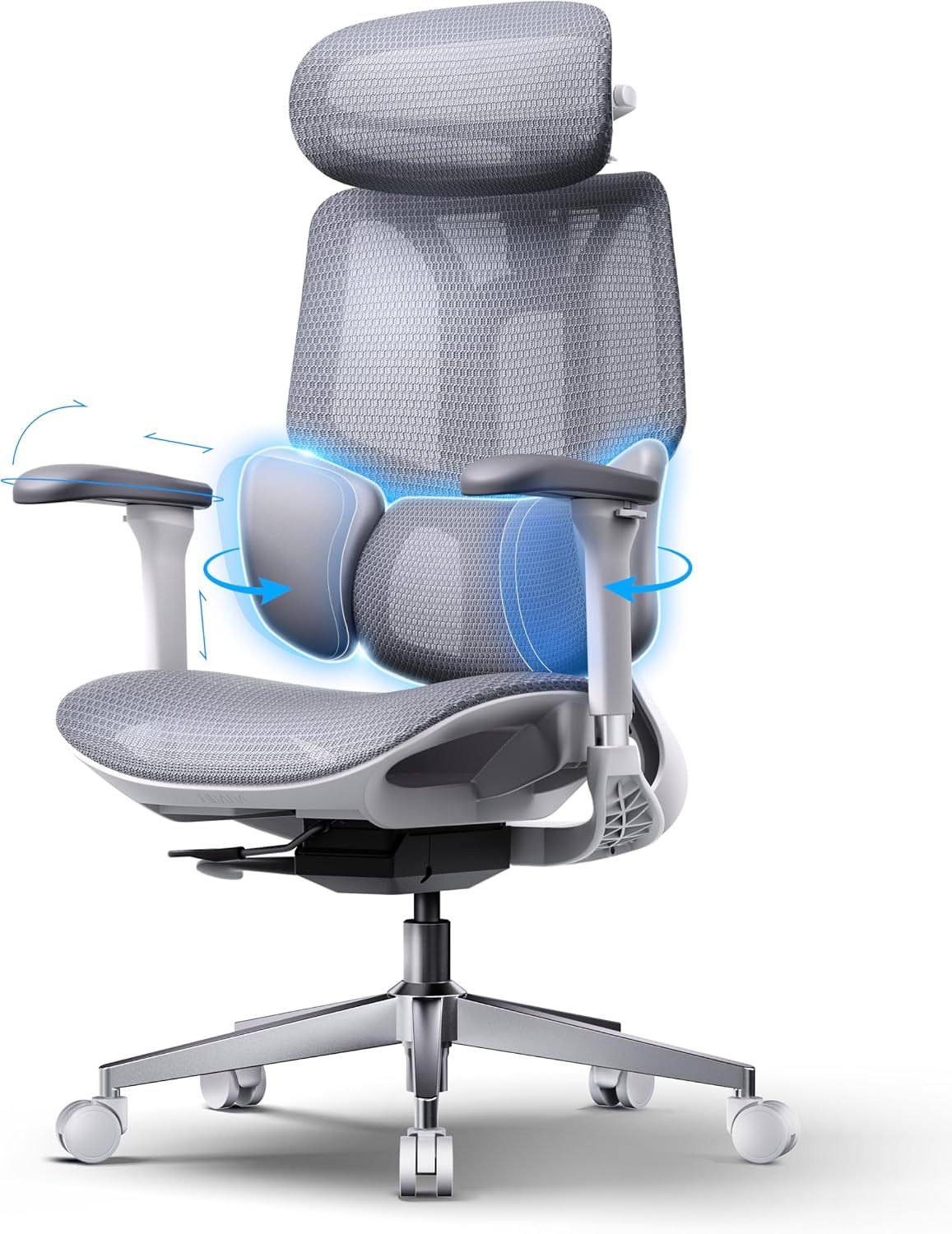 🪑Hbada E3 Air Silla de Oficina Ergonómica, Soporte Lumbar Dinámico de 3 Zonas, Reposacabezas Ajustable 3D, Reposabrazos 3D, Silla de Ordenador Giratoria