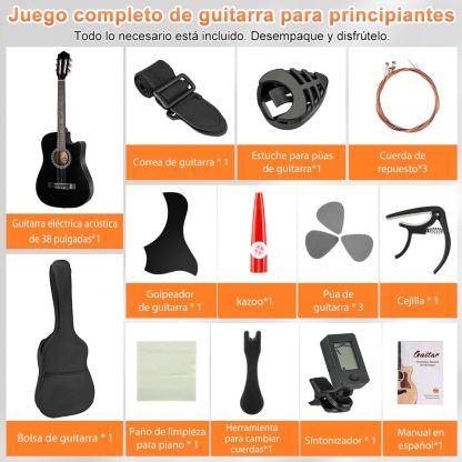 Kit de Guitarra Eléctrica, con Captación del segmento EQ2, Juego de Guitarra Eléctrica para Amantes de la Música y Principiantes, Kit Completo de Iniciación con Púas y Llave Correa para El Hombro