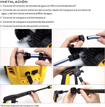 TRENT Hidrolavadora Electrica 1400w Alta Presion 1600 PSI 60 Hz Negro Y Amarillo