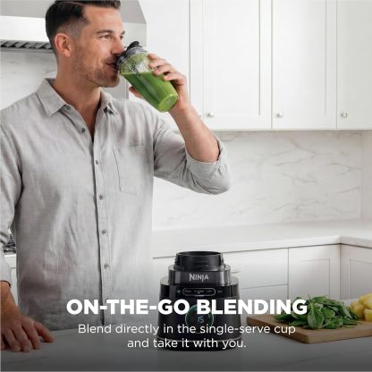 🥤NINJA Detect, Sistema de Cocina Pro, Tecnología BlendSense, Picar y Preparar Batidos, 🥗1800 Vatios de Potencia, Jaraa de 1.9L, Procesador de Alimentos, con Vaso Personal, Plateado, TB401