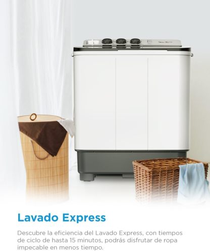Midea MT100W110/W-MX Lavadora Semiautomática Dos Tinas Twin Force Pulsator 11Kg Blanca
