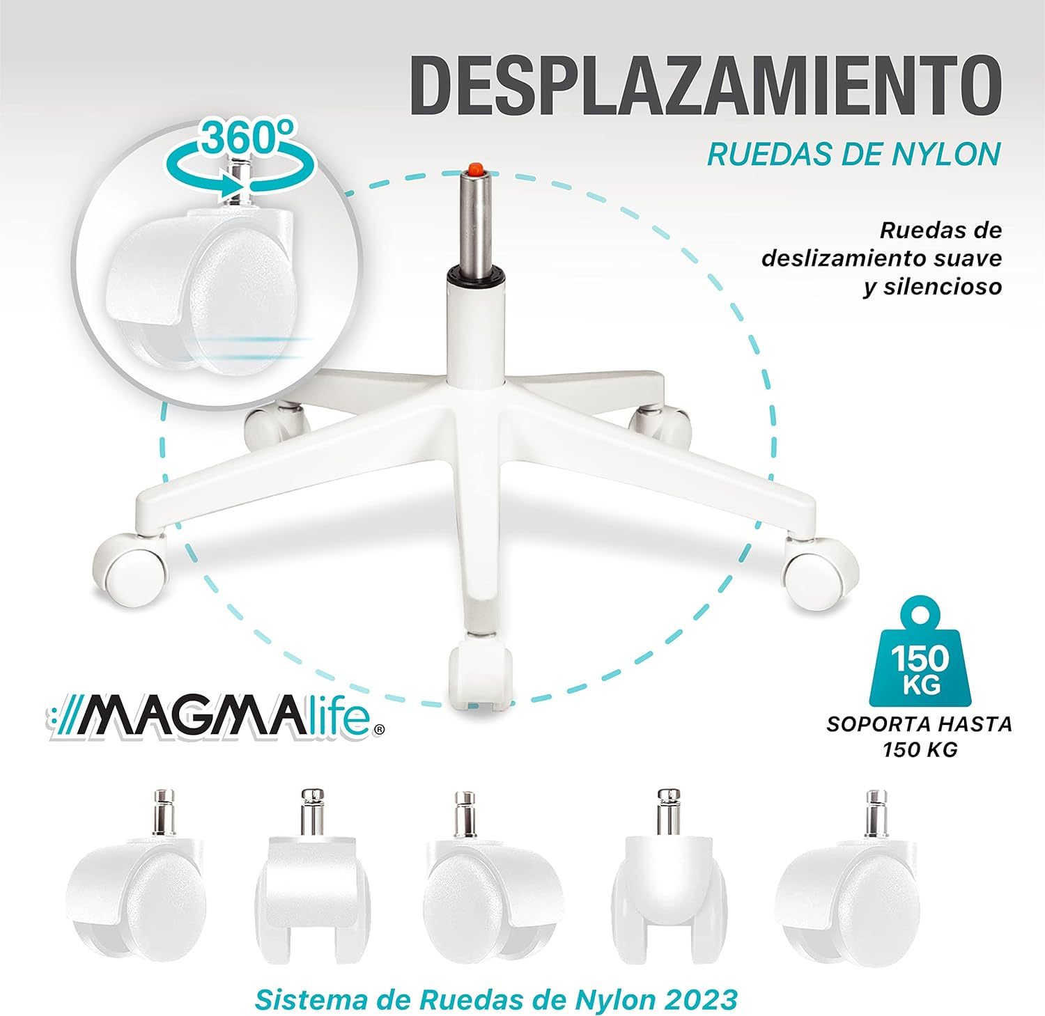MAGMALIFE Silla Ergonómica de Escritorio con Respaldo de Malla Transpirable, Moderna y Elegante, Silla Giratoria con Soporte Lumbar y Cómodos Descansabrazos (Azul Cerúleo)
