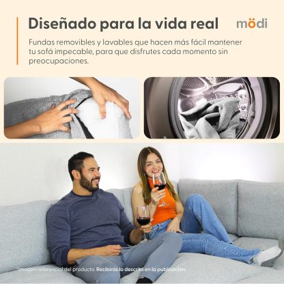 MODISOFA - Sofá Sala Esquinera Modular con Otomano | 6 Plazas | Beige | + Pillow Pack | Fácil de Ensamblar y Adaptable | Envío Gratis