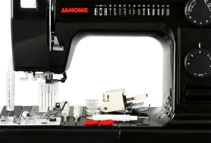 janome Máquina de Coser con Cuerpo de Aluminio Industrial HD1000 edición Negra con 14 Puntadas, Ojal de 4 Pasos, enhebrador de Agujas automático y alimentación descendiente