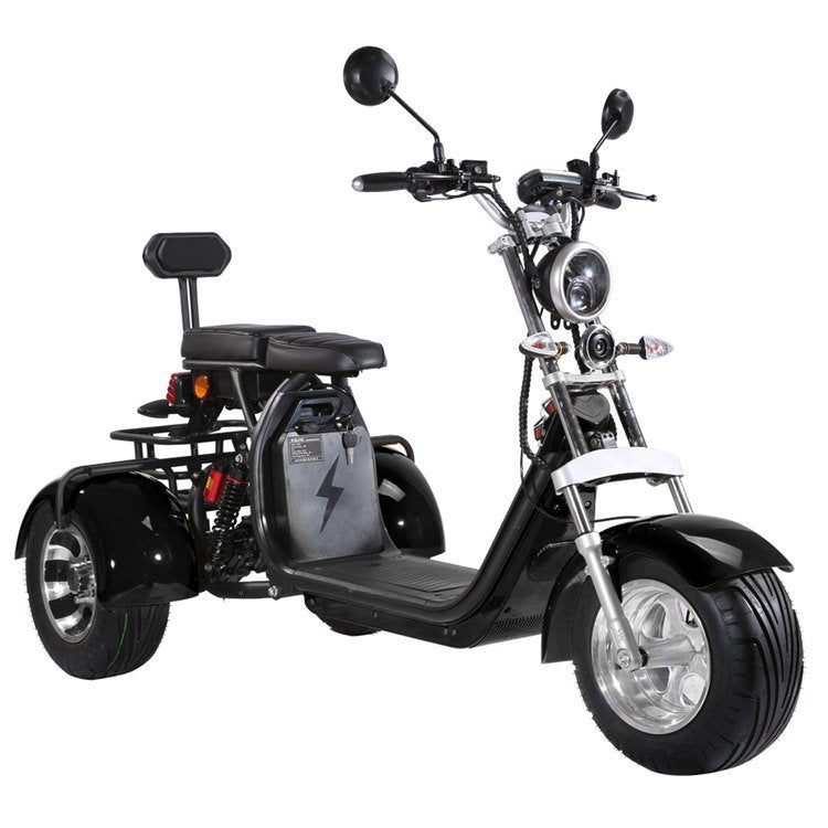 Patinete eléctrico para adultos de 3 ruedas, motocicleta eléctrica con asiento para pasajero