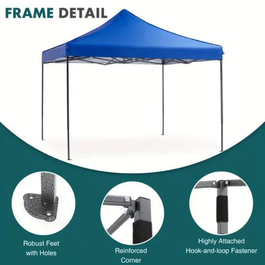 Carpa con dosel, refugio portátil emergente para exteriores de 10 x 10 pies, fácil cierre central de 1 empuje, protección UV y bolsa de transporte.
