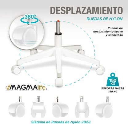 MAGMALIFE Silla Ergonómica de Escritorio con Respaldo de Malla Transpirable, Moderna y Elegante, Silla Giratoria con Soporte Lumbar y Cómodos Descansabrazos (Azul Cerúleo)