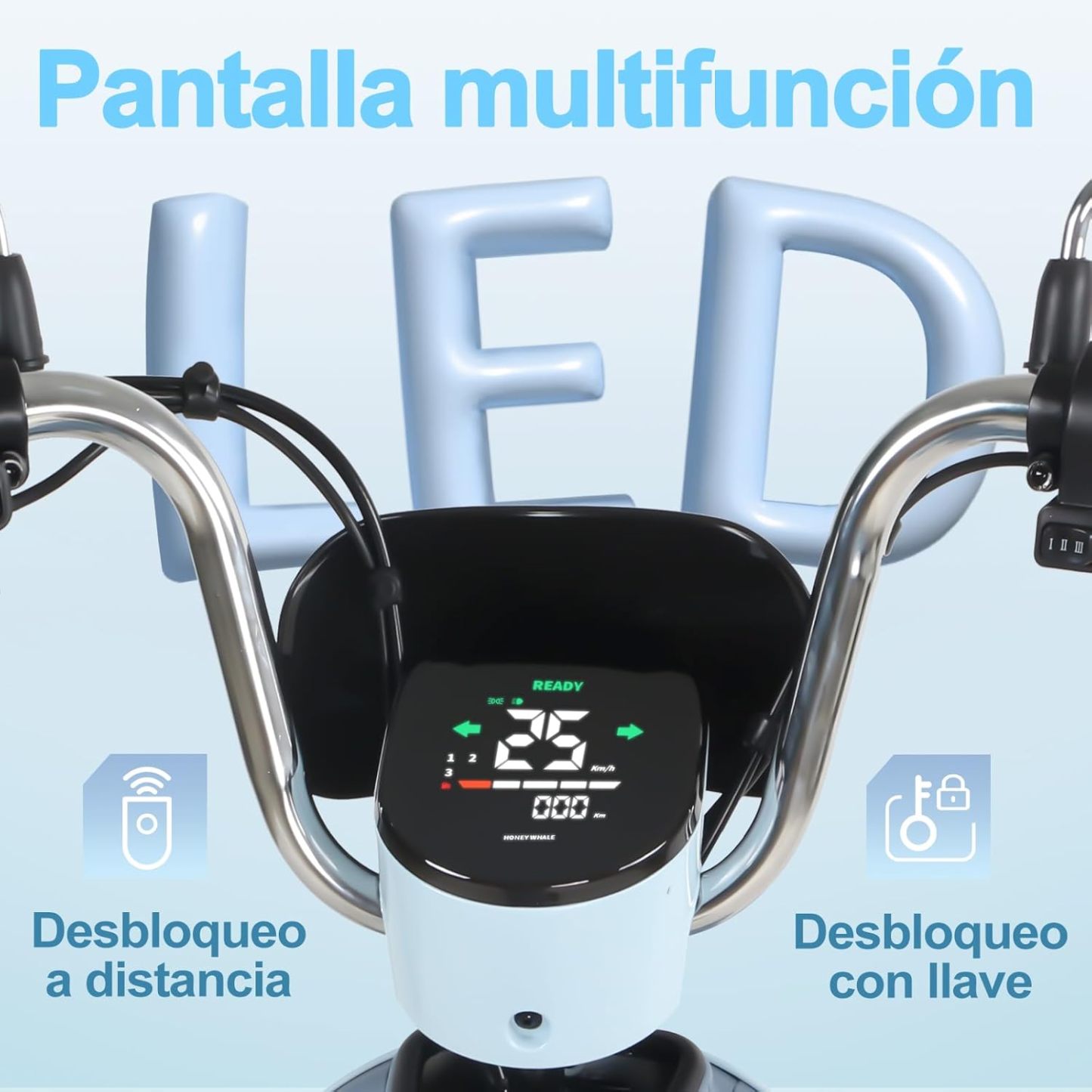 HONEYWHALE UNA Bicicleta Electrica para Adultos, Moto Electrica con Alarma, Potencia Motor MAX 800W, Velocidad MAX 45KM/H, Autonomía 60KM, Bateria 20AH de Gran Capacidad