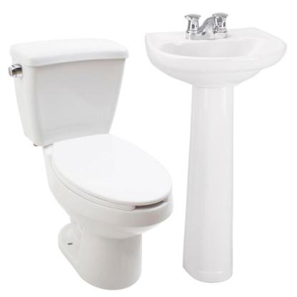 PAQUETE SANITARIO URBAN 2 PIEZAS ALARGADO 3.9 L BLANCO INCLUYE TAZA, TANQUE, LAVABO Y PEDESTAL