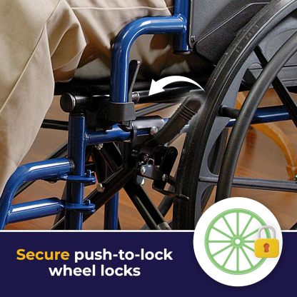 Drive Medical BLS20FBD-ELR Blue Streak Wheelchair with Flip Back Desk Arms and Elevating Leg Rests, Blue