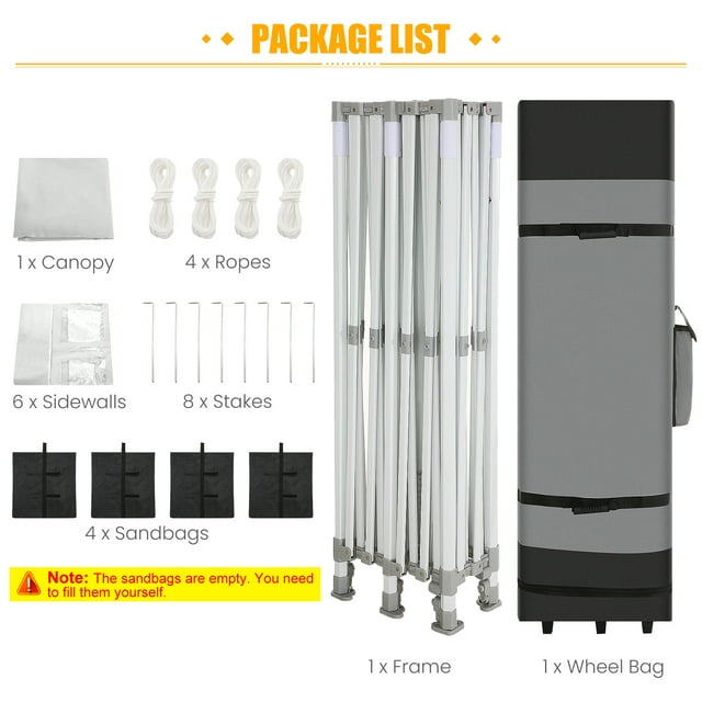 10'x20' Pop up Canopy Tent Heavy Duty Party Tent with 6 Removable Sidewalls, Outdoor Waterproof & Party Wedding Gazebo with Roller Bag, 4 Sandbag