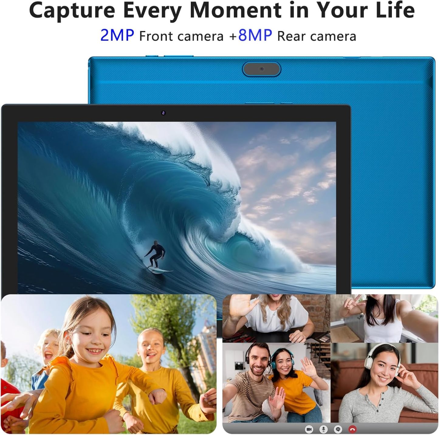 Tablet Android 15 de 10 pulgadas, 18 GB de RAM+128 GB de ROM/2 TB expandible, tabletas 2 en 1 con funda de teclado, lápiz capacitivo de mouse, procesador de cuatro núcleos de 2.0 GHz, visualización
