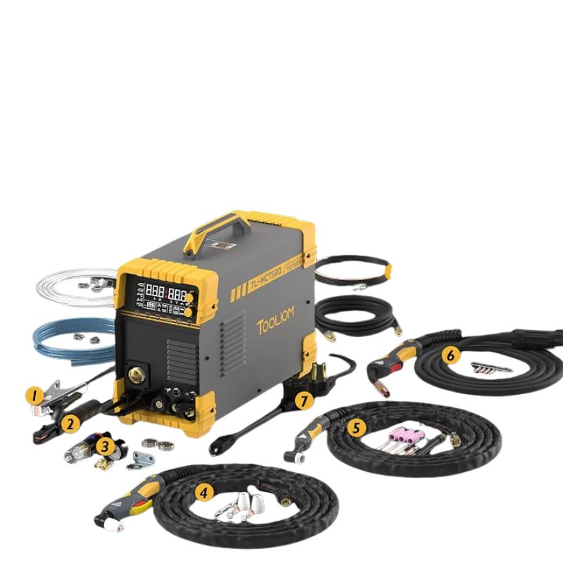 TOOLIOM MIG/TIG/CUT/Stick Soldador 5 en 1 Máquina de soldadura multiproceso de 110/220 V de doble voltaje de aluminio para máquina de soldadura compatible con pistola de carrete