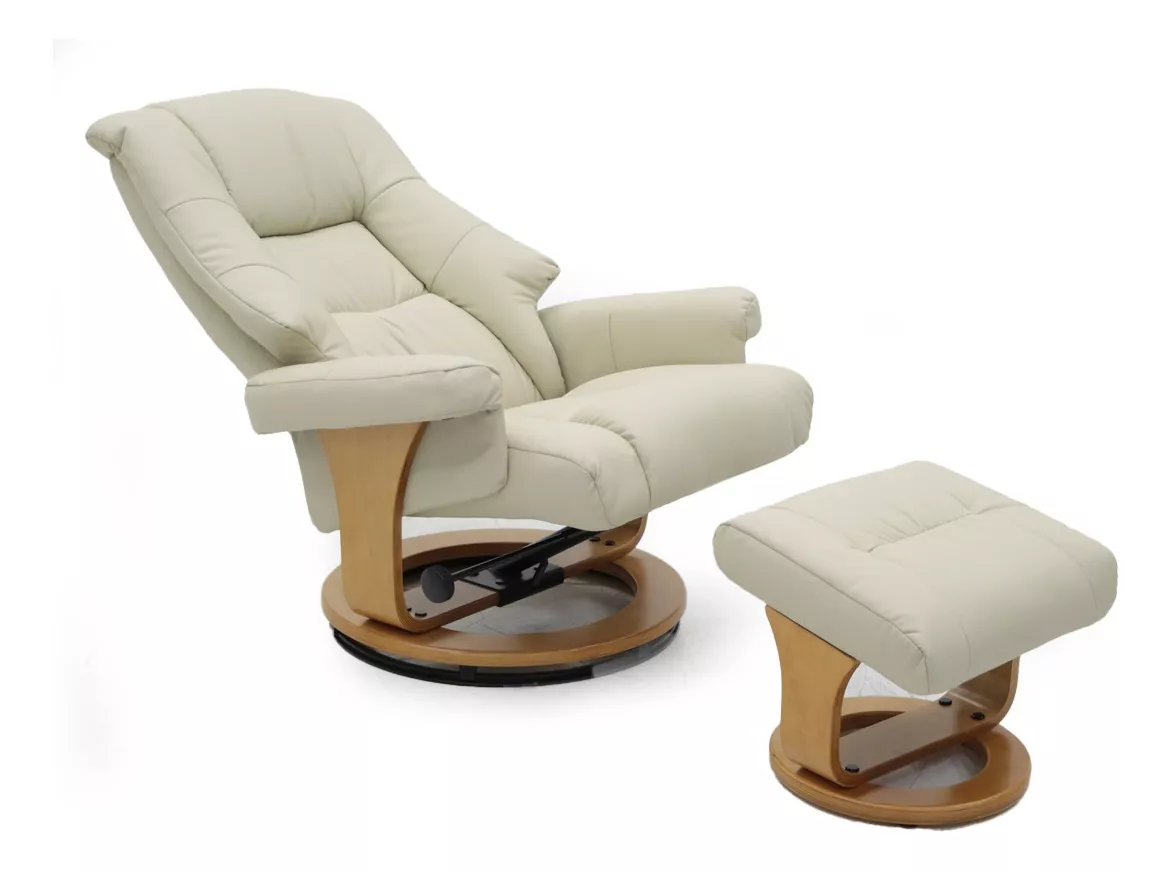 Sillon Reclinable Elegante Giratorio Otoman Taburete Vanlig Color Beige Diseo De La Tela Lujo Vinipiel
