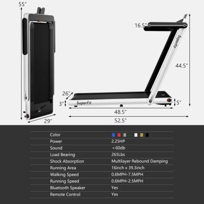Caminadora plegable 7.5 MPH con app inteligente Bluetooth, control remoto y manija desmontable para casa y oficina