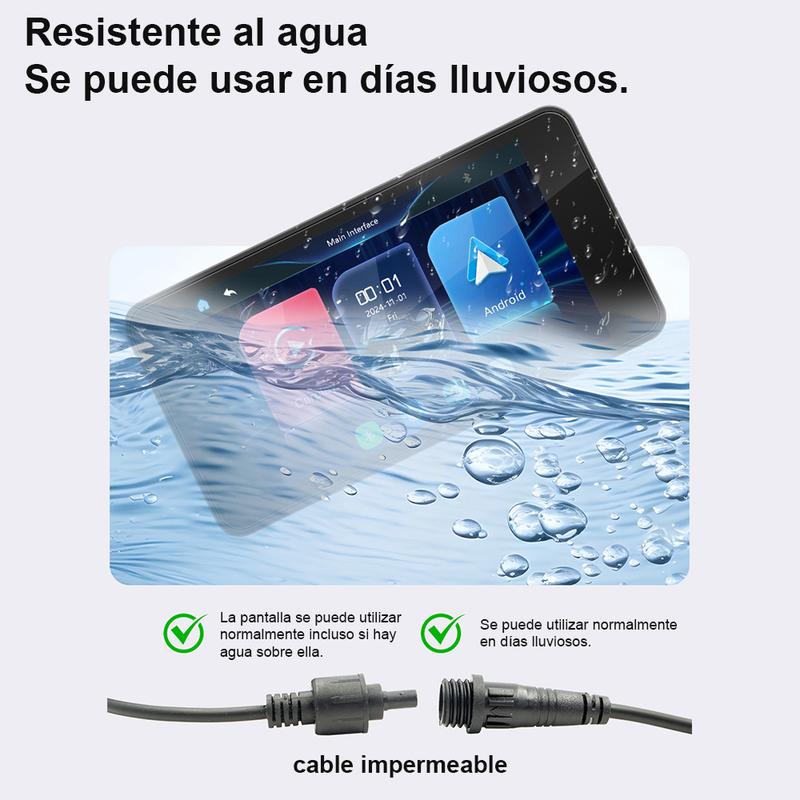 Pantalla CarPlay para motocicleta, CarPlay inalámbrico para Apple y Android Auto, pantalla táctil impermeable de 4,7 pulgadas
