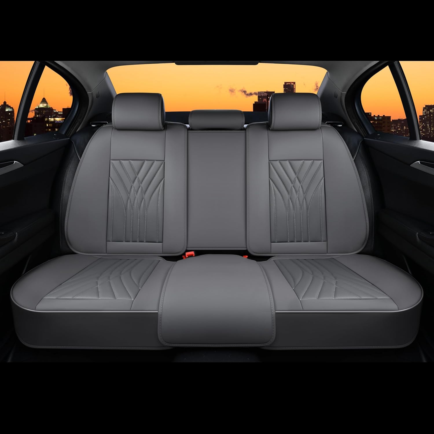 FLORICH - Juego completo de fundas de asiento de piel, fundas universales para 5 asientos, protector de asiento de coche, cojín de piel para asiento de coche, fundas de asiento de automóvil marrones,