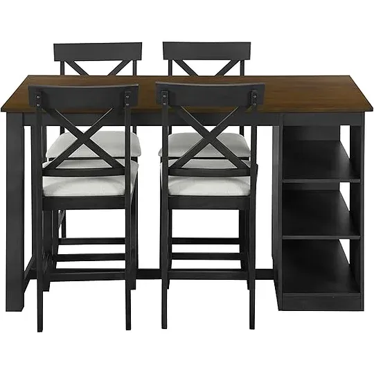 Juego de mesa de comedor de altura de mostrador con 4 sillas