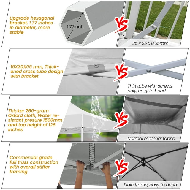 10'x20' Pop up Canopy Tent Heavy Duty Party Tent with 6 Removable Sidewalls, Outdoor Waterproof & Party Wedding Gazebo with Roller Bag, 4 Sandbag