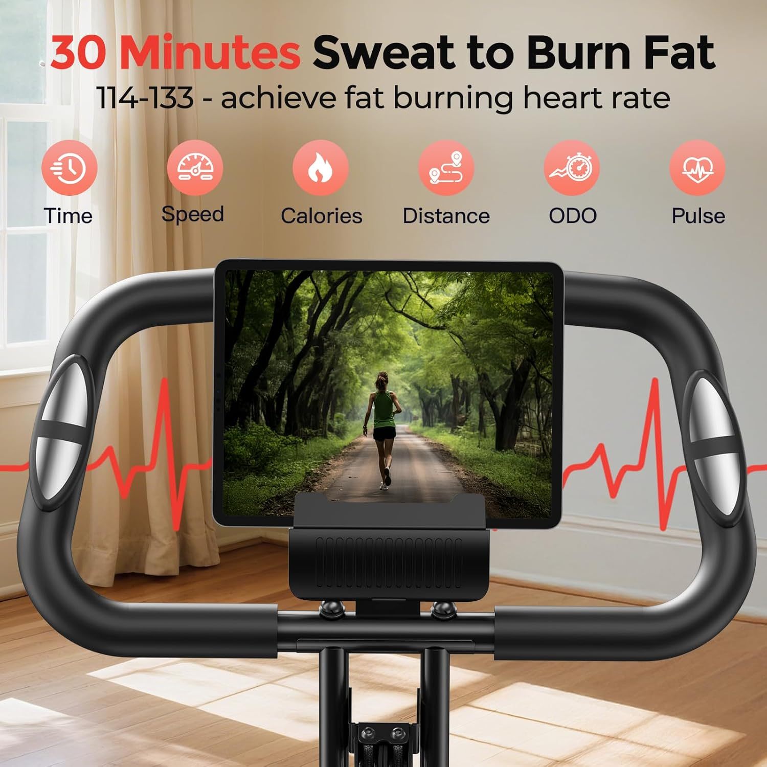 Pleny Folding Exercise Bike, 5 IN 1 Stationary Bike 5.5 LBS Flywheel Exercise Bike, Indoor Workout Bike 330LB Weight Capacity Back Support Cushion for Home Gym Workout