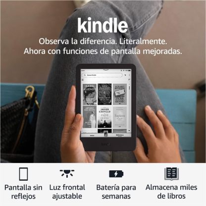 📕 Kindle 16 GB (modelo más reciente), el más ligero y compacto, refresco de página rápido y alto contraste, experiencia de lectura mejorada, colores: Negro, Rosa y Matcha (Verde Té)