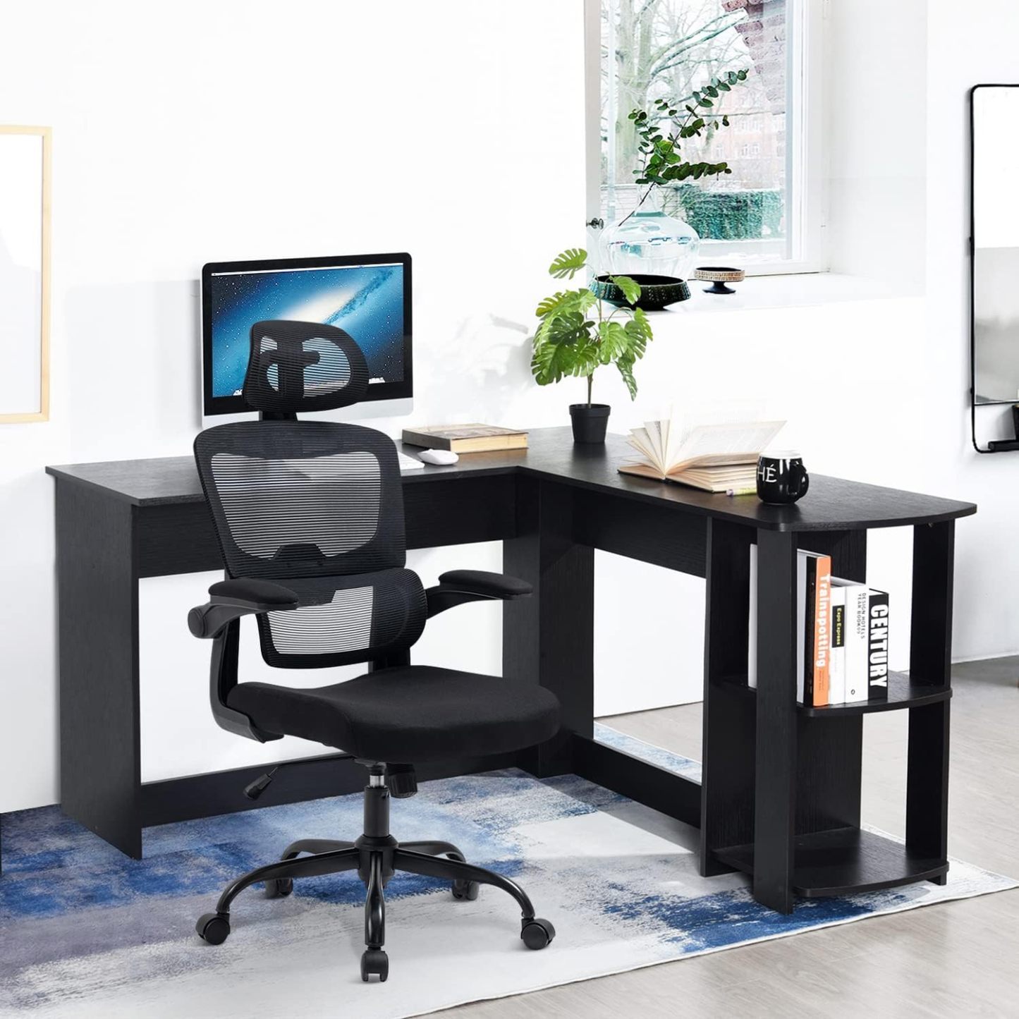 HOMEMAKE FURNITURE Silla Oficina ergonómica de Respaldo Alto con Soporte Lumbar Ajustable Altura reclinable descansabrazos Ajustables Silla Gamer sillas para Escritorio Silla ergonomica Rosa