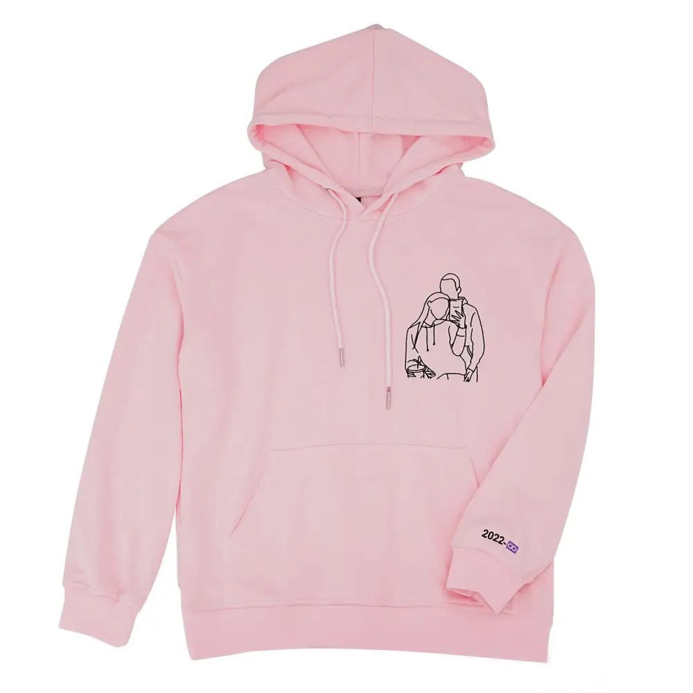 Personalized Photo Line Drawing Embroidered Hoodie