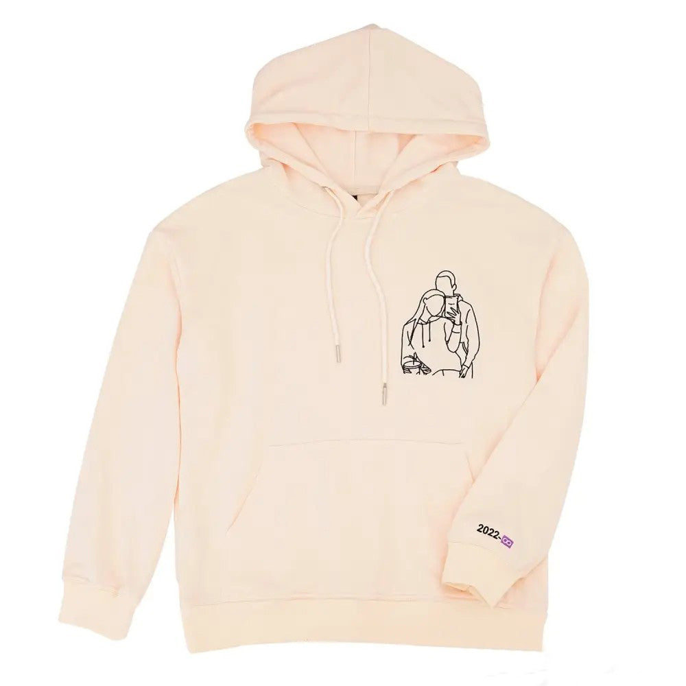 Personalized Photo Line Drawing Embroidered Hoodie