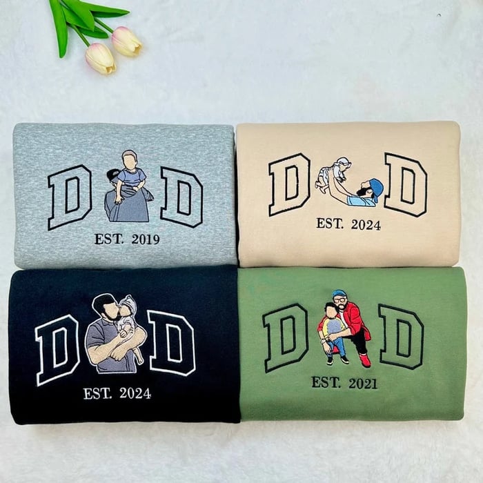 Custom Portrait from Photo Sweatshirt Embroidered Dad Hoodie
